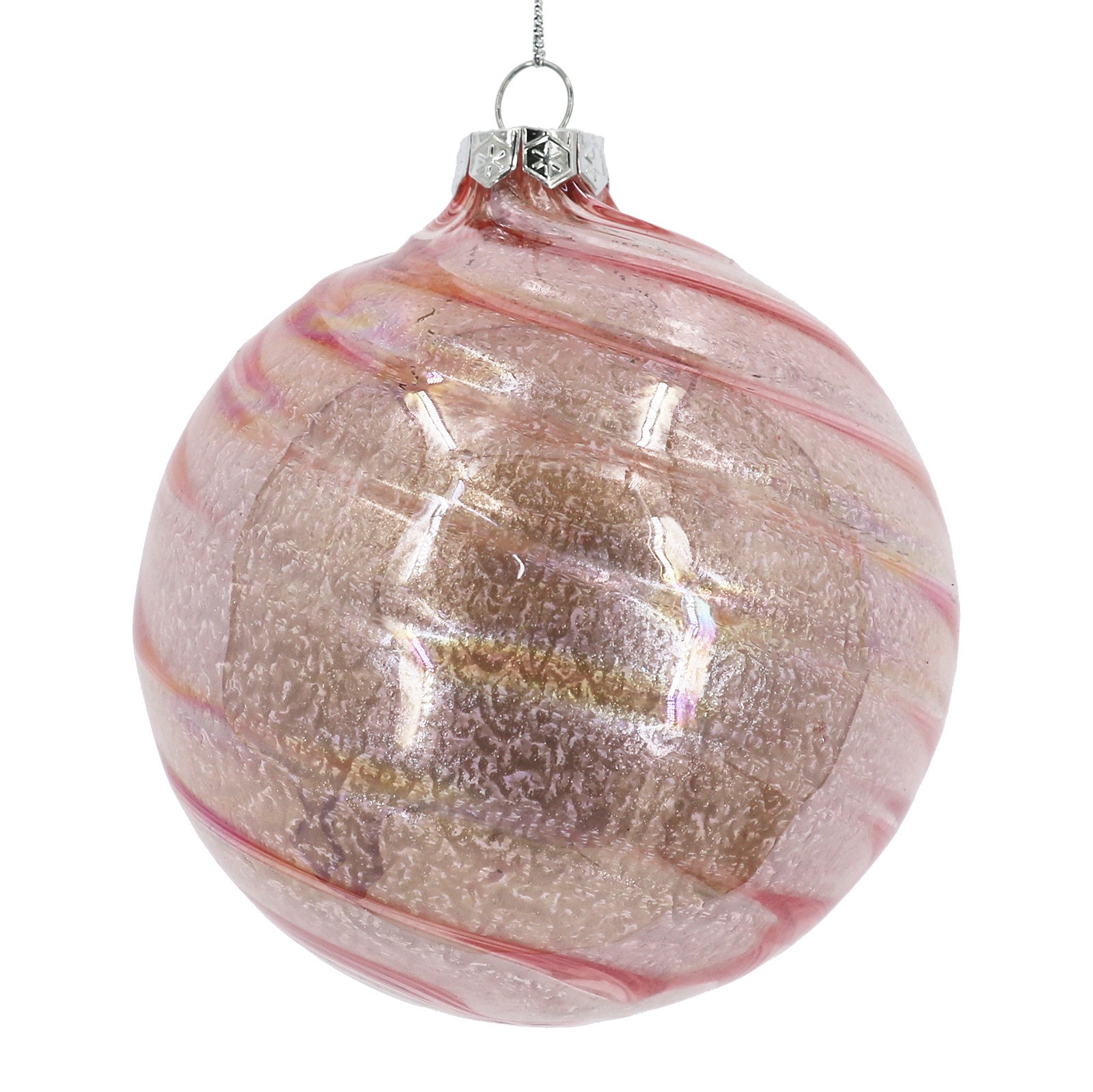 slide 2 of 2, 4" Pink Pearlescent Glass Ball Ornament By Ashland, 4 in