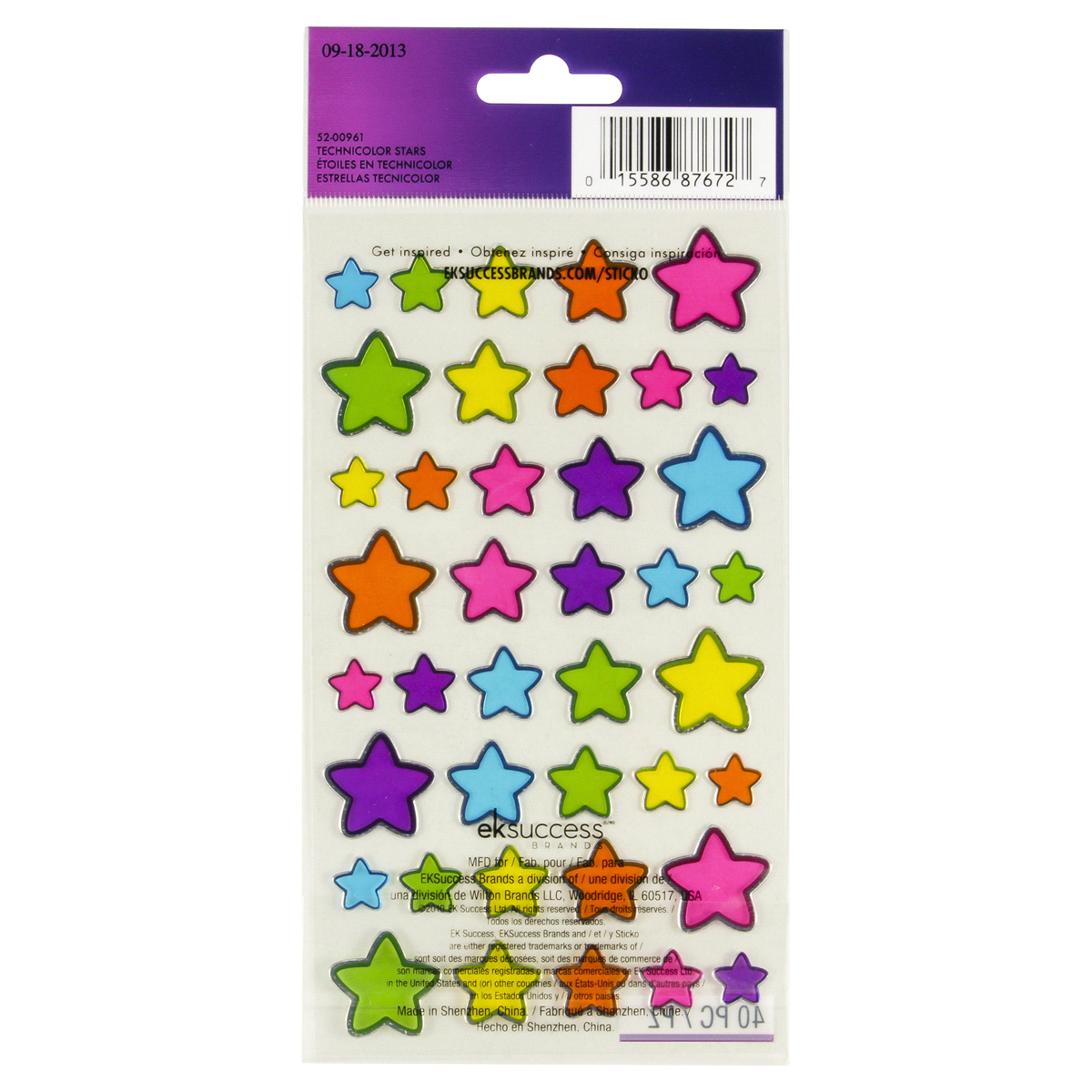 slide 2 of 2, Sticko Stickers Technicolor Stars, 40 ct