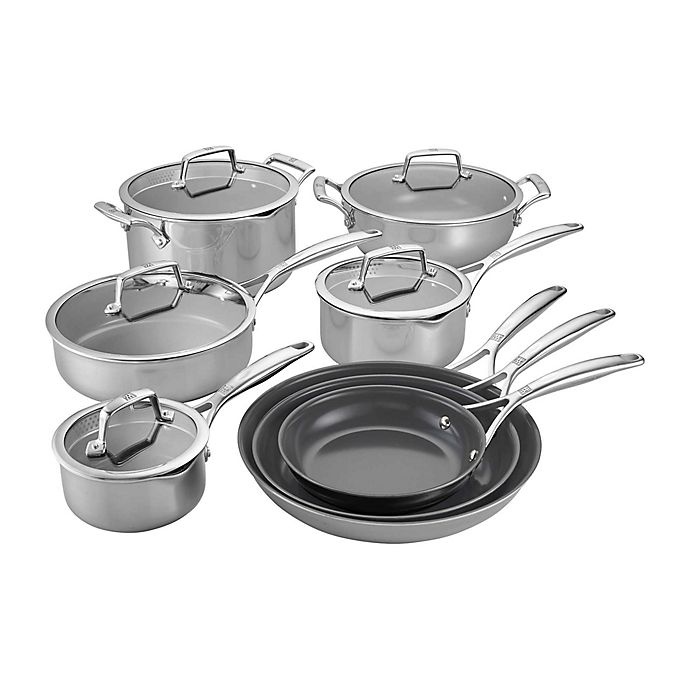 slide 1 of 1, Zwilling J.A. Henckels Energy Plus Nonstick Stainless Steel Cookware Set, 13 ct