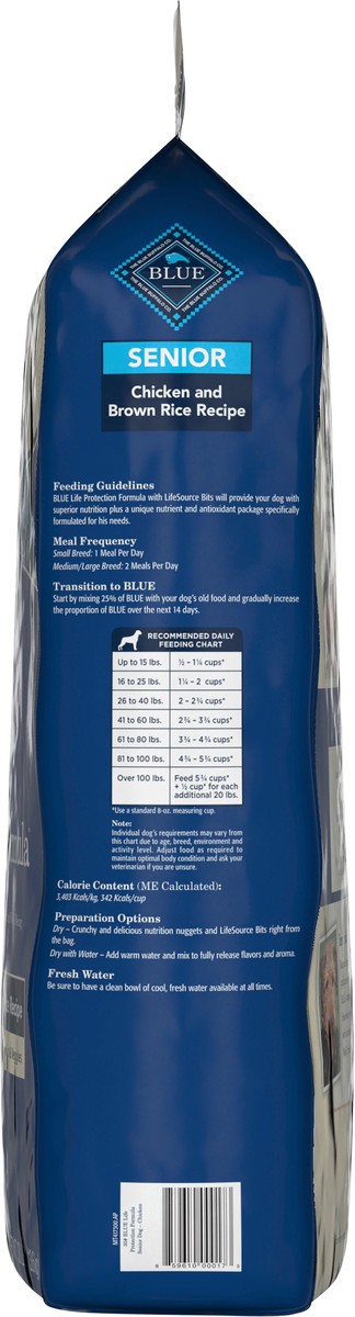 slide 6 of 8, Blue Buffalo Dog Food for Senior Dogs, Life Protection Formula, Natural Chicken & Brown Rice Flavor, Senior Dry Dog Food, 30 lb Bag, 30 lb