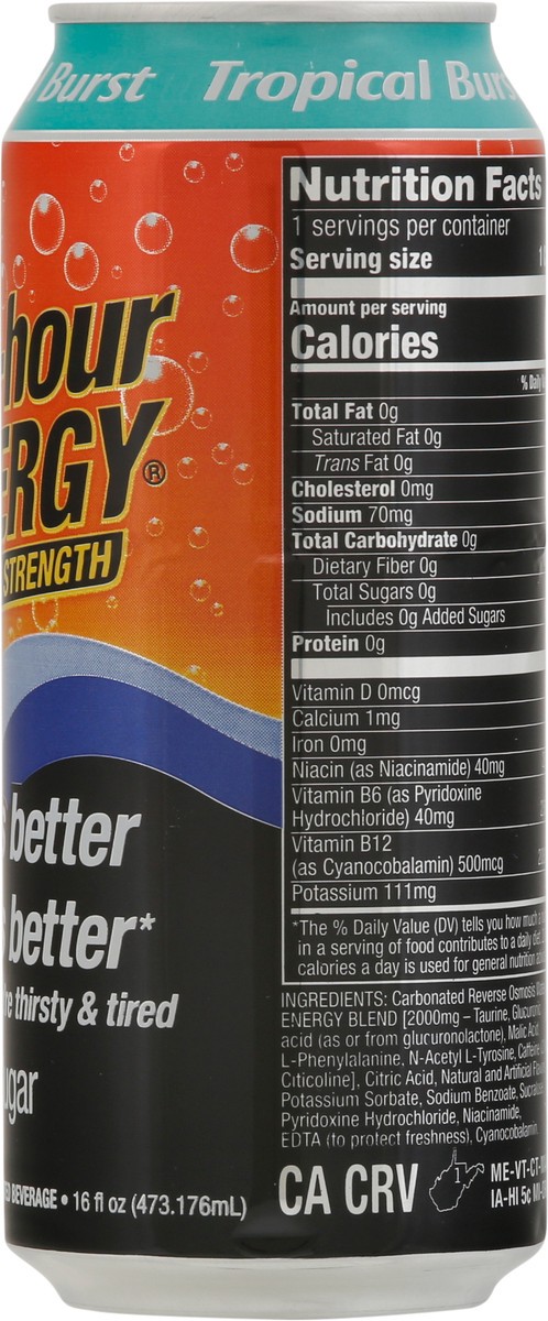 slide 8 of 9, 5-Hour Energy Extra Strength Tropical Burst Flavor Carbonated Beverage 16 fl oz, 16 oz