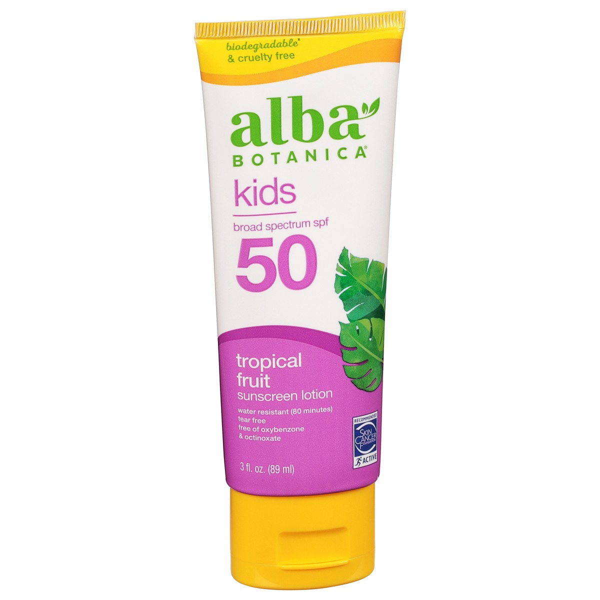 slide 2 of 9, Alba Botanica Broad Spectrum SPF 50 Kids Tropical Fruit Sunscreen 3 fl oz, 3 fl oz