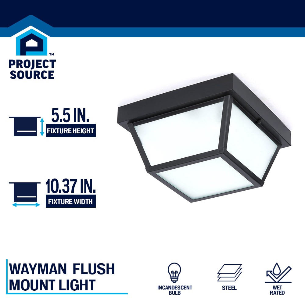 slide 2 of 6, Project Source Wayman 2 -Light 10.37-in Matte Black Indoor/Outdoor Flush Mount Light, 1 ct