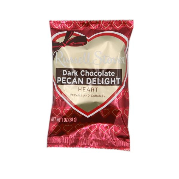 slide 1 of 1, Russell Stover Dark Chocolate Pecan Delight Heart Bar, 1 oz