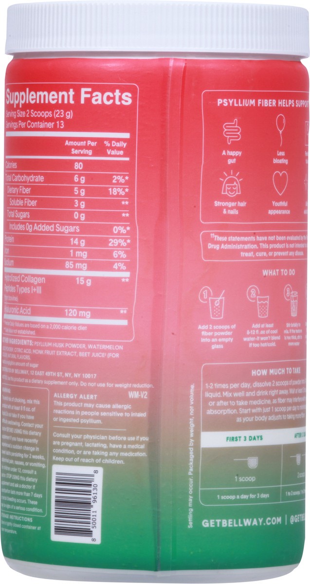 slide 3 of 9, Bellway Prebiotic Watermelon Super Fiber + Collagen 10.6 oz, 10.6 oz