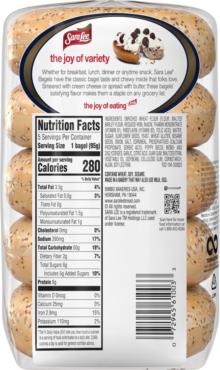 slide 6 of 7, Sara Lee Deluxe Bagels, 5 count, 16.7 oz, 5 ct
