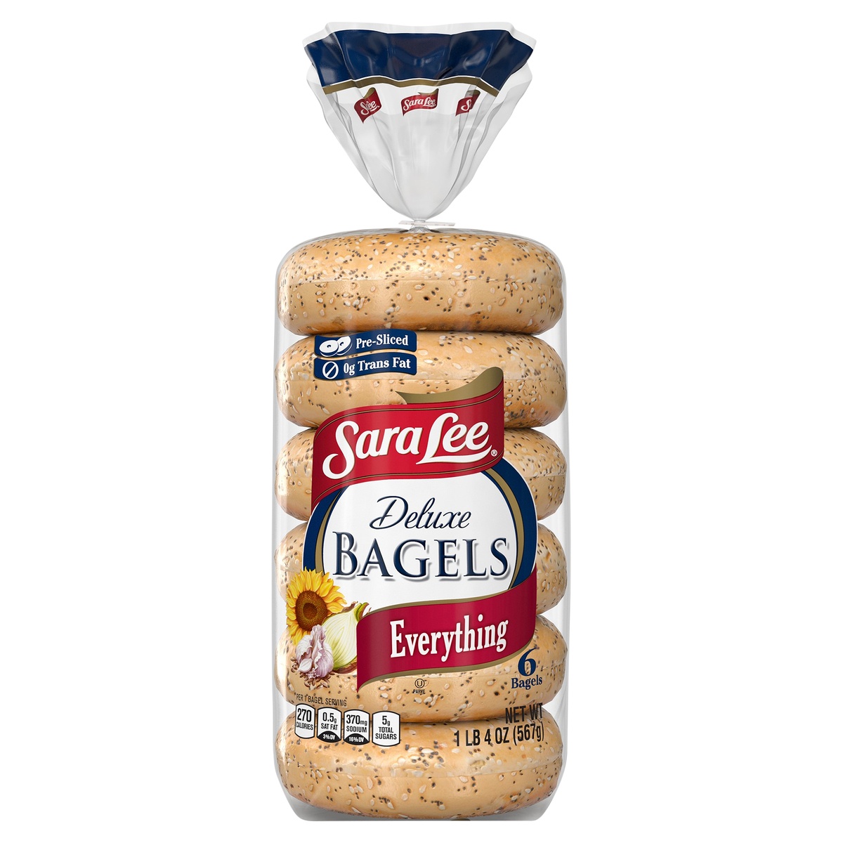 slide 1 of 1, Sara Lee Everything Bagels - 20oz/6ct, 