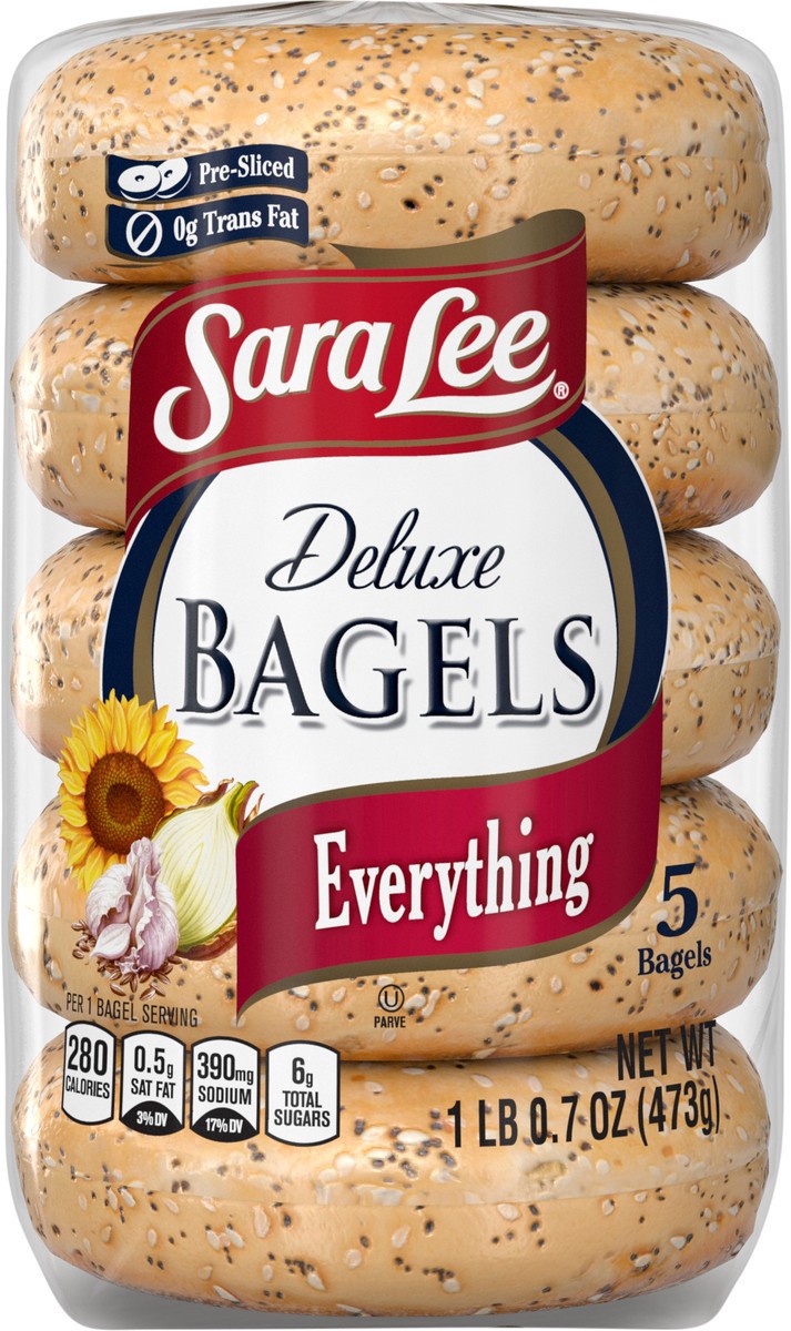 slide 2 of 7, Sara Lee Deluxe Bagels, 5 count, 16.7 oz, 5 ct