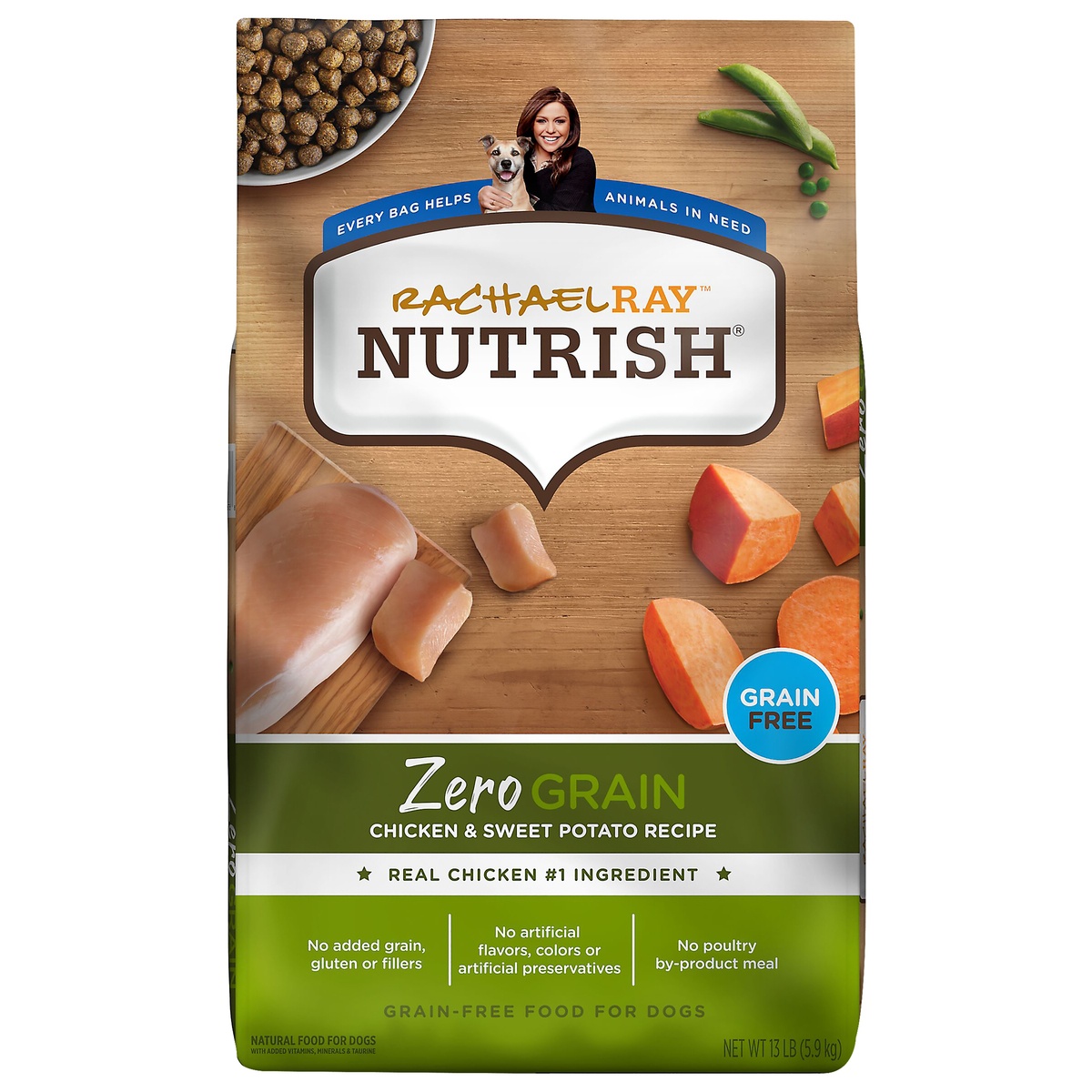 slide 1 of 9, Rachael Ray Nutrish Zero Grain Chicken & Sweet Potato Recipe, Dry Dog Food, 13 lb Bag, 13 lb