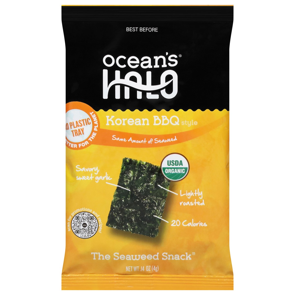slide 1 of 13, Ocean's Halo Korean BBQ Seaweed Snack 0.14 oz, 0.14 oz