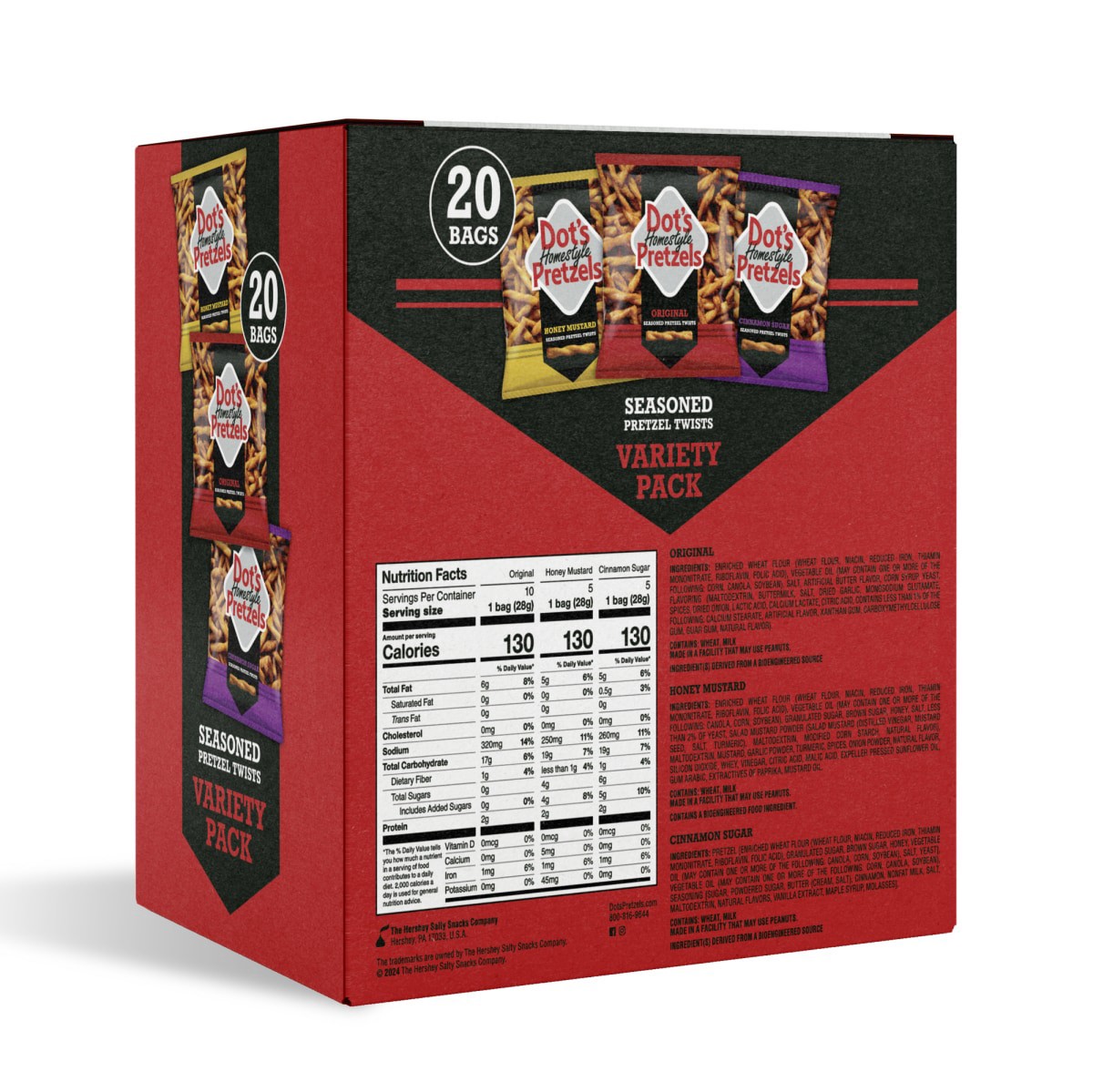 slide 2 of 5, Dot's Homestyle Pretzels Dots Pretzels Variety Pack 20Ct 20 Oz, 20 oz