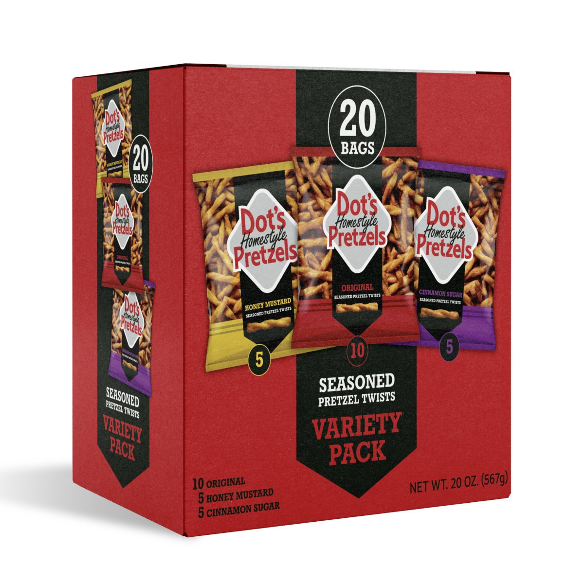 slide 1 of 5, Dot's Homestyle Pretzels Dots Pretzels Variety Pack 20Ct 20 Oz, 20 oz