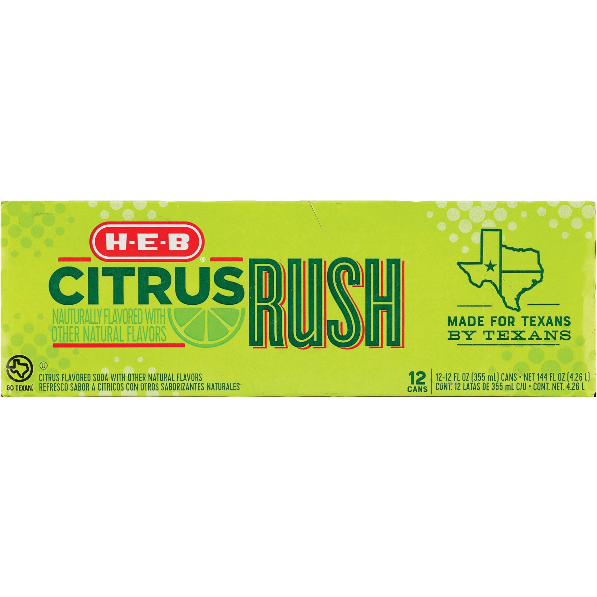slide 1 of 1, H-E-B Citrus Rush Soda - 12 ct; 12 oz, 12 ct; 12 oz