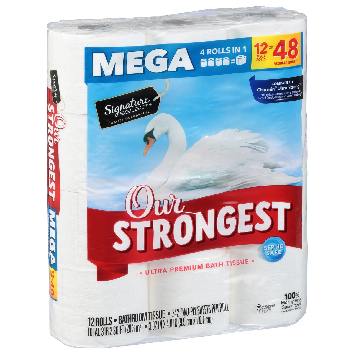 slide 6 of 9, Signature Select Two-Ply Mega Roll Ultra Strong Ultra Premium Bathroom Tissue 12 ea, 12 ct