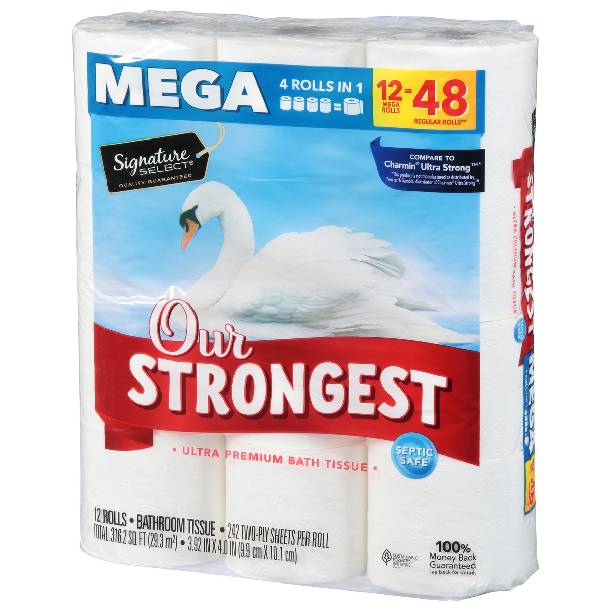 slide 8 of 9, Signature Select Two-Ply Mega Roll Ultra Strong Ultra Premium Bathroom Tissue 12 ea, 12 ct