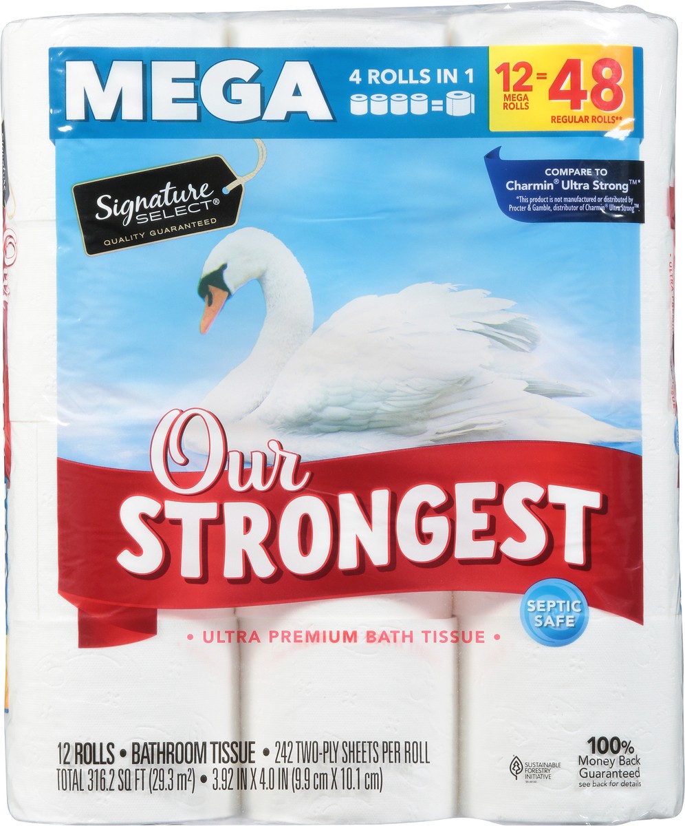 slide 9 of 9, Signature Select Two-Ply Mega Roll Ultra Strong Ultra Premium Bathroom Tissue 12 ea, 12 ct