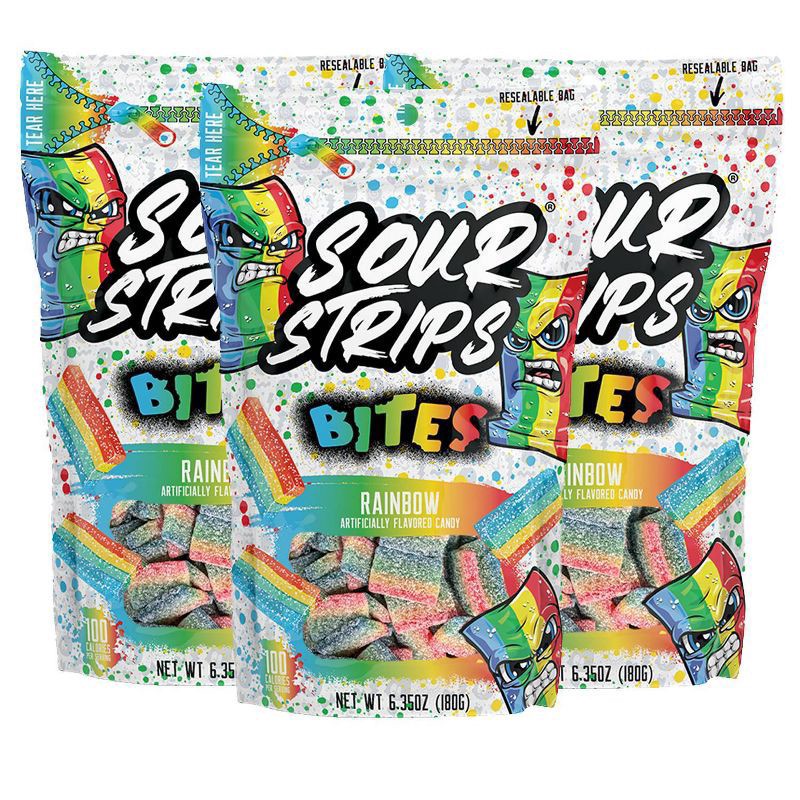 slide 2 of 3, Sour Strips Rainbow Candy Bites - 5oz, 5 oz