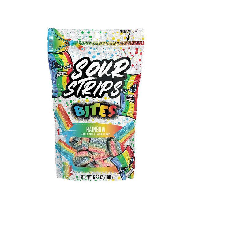 slide 1 of 3, Sour Strips Rainbow Candy Bites - 5oz, 5 oz