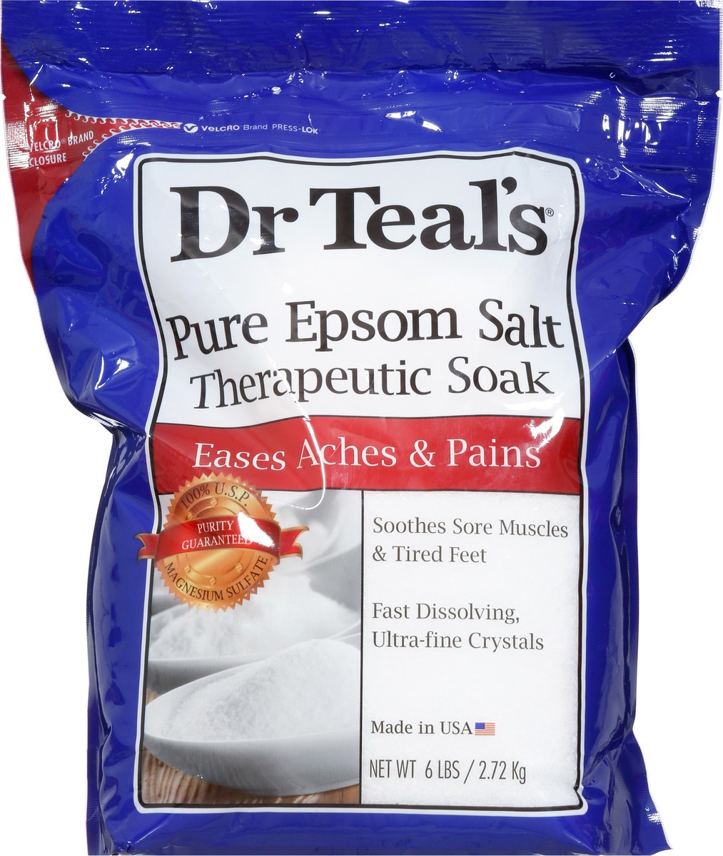 slide 6 of 10, Dr. Teal's Eases Aches and Pains Pure Epsom Salt Therapeutic Soak 6 lb, 6 lb