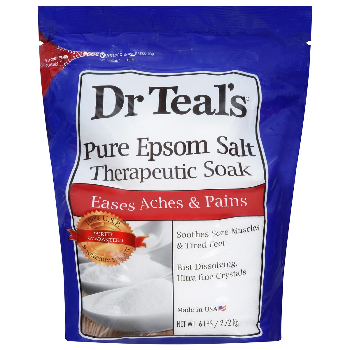 slide 5 of 10, Dr. Teal's Eases Aches and Pains Pure Epsom Salt Therapeutic Soak 6 lb, 6 lb