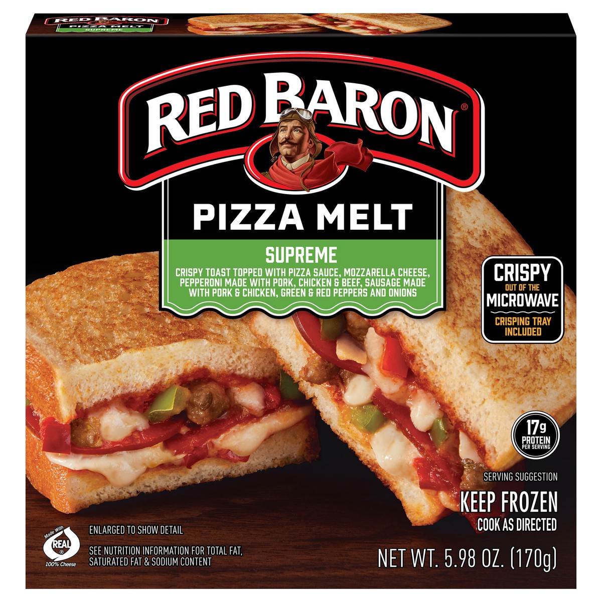 slide 1 of 6, Red Baron Supreme Pizza Melt, 5.98 oz