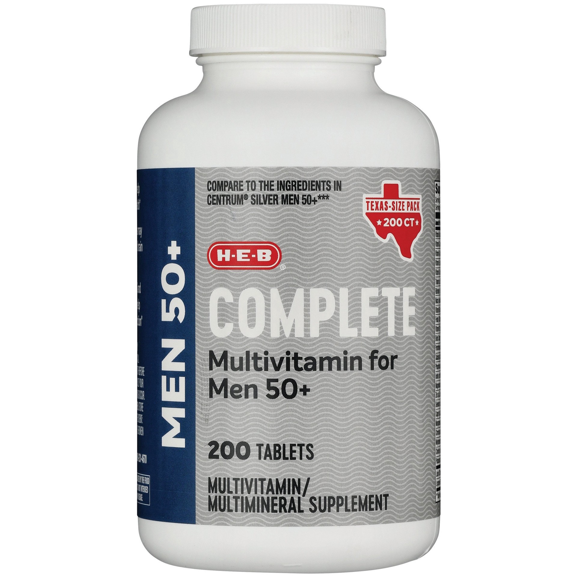 slide 1 of 1, H-E-B Men 50+ Complete Multivitamin Tablets Texas-Size Pack, 200 ct