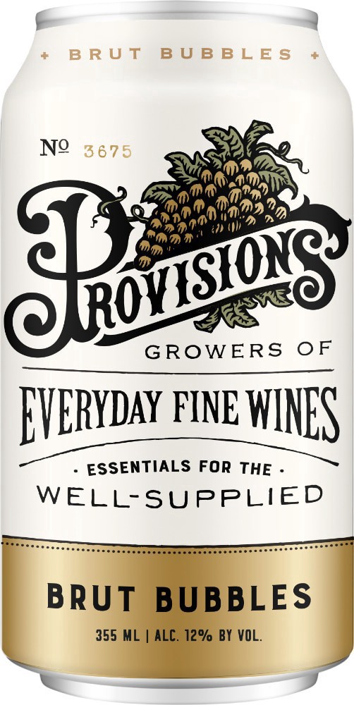 slide 1 of 2, Provisions Brut Bubbles, 355 ml