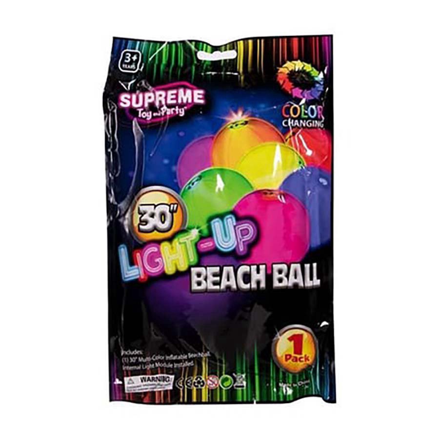 slide 1 of 1, Supreme Toy & Party Light-Up LED Beach Ball, 30 in