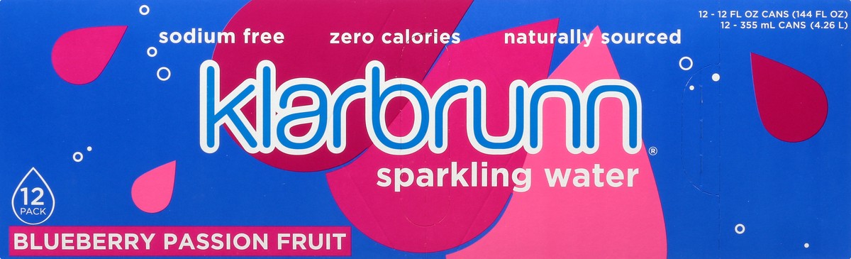 slide 6 of 13, Klarbrunn Blueberry Passionfruit Naturally Sourced Sparkling Water - 12 ct; 12 fl oz, 12 ct; 12 fl oz