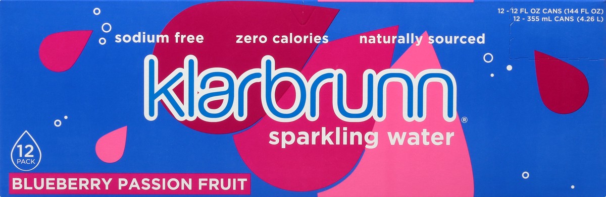 slide 8 of 13, Klarbrunn Blueberry Passionfruit Naturally Sourced Sparkling Water - 12 ct; 12 fl oz, 12 ct; 12 fl oz