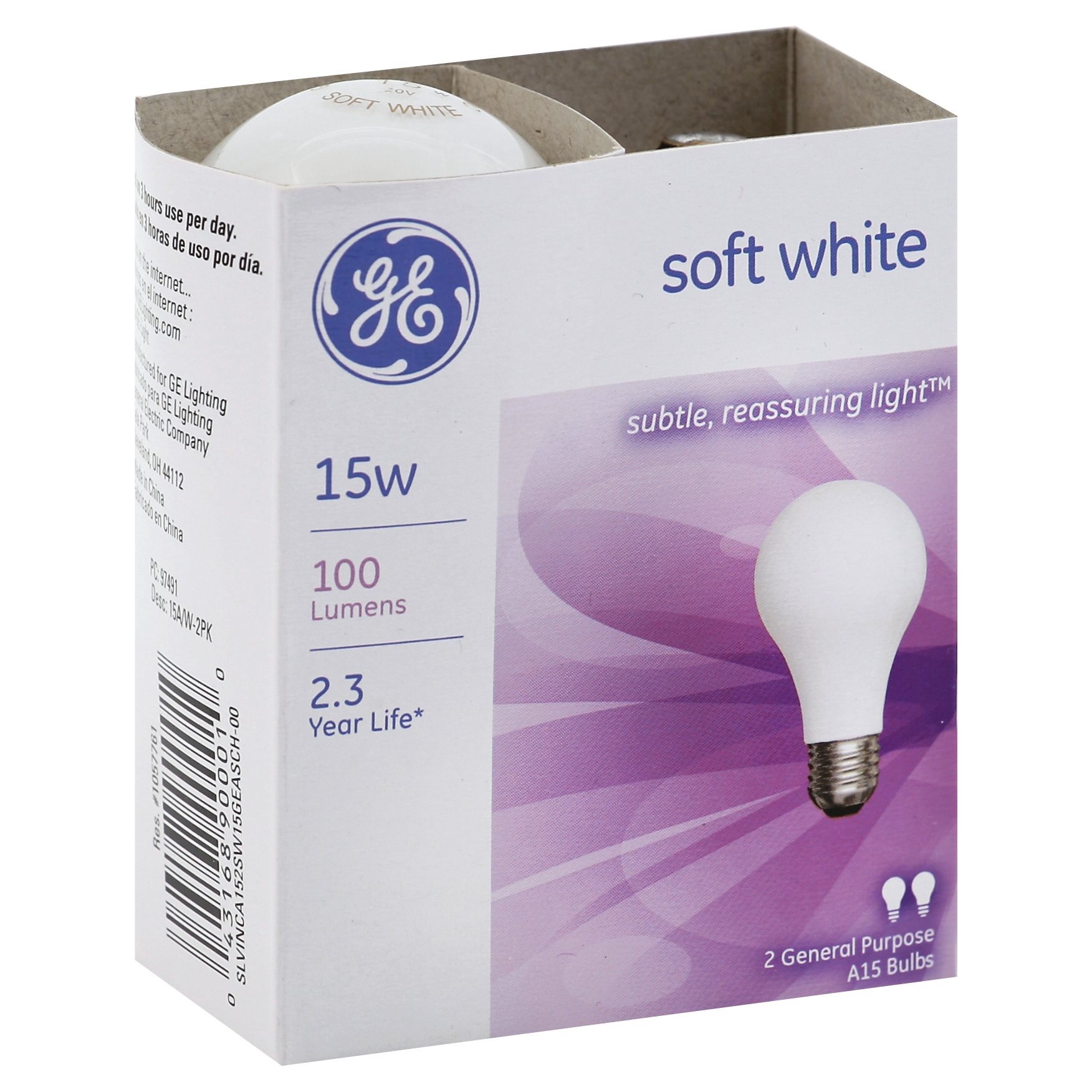 slide 1 of 9, GE 15-Watt A15 Incandescent Light Bulb - Soft White, 2 ct