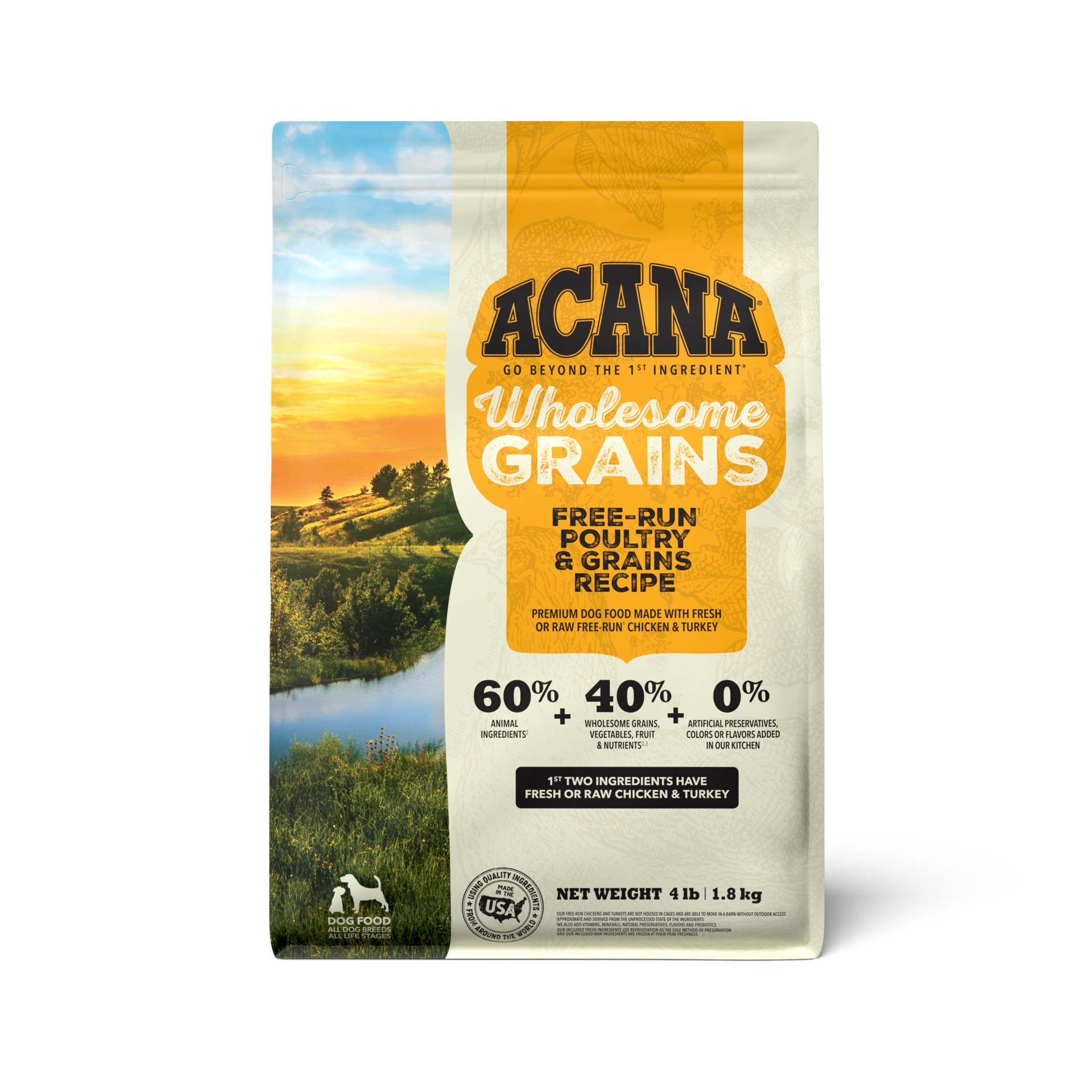 slide 1 of 3, ACANA Wholesome Grains Free-Run Poultry + Grains 4lb, 4 lb