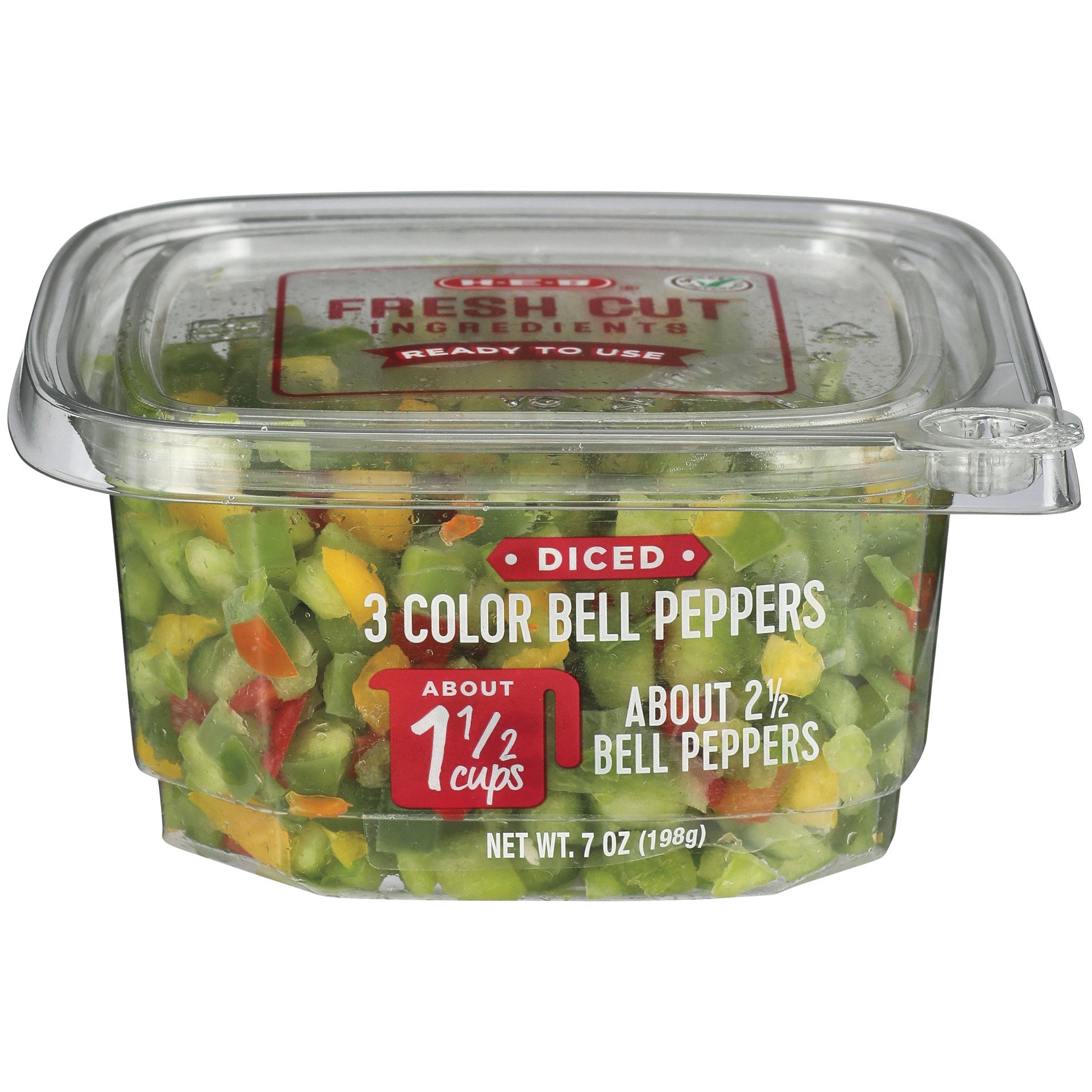slide 1 of 1, H-E-B Ready, Fresh, Go! Diced 3 Color Bell Peppers, 7 oz