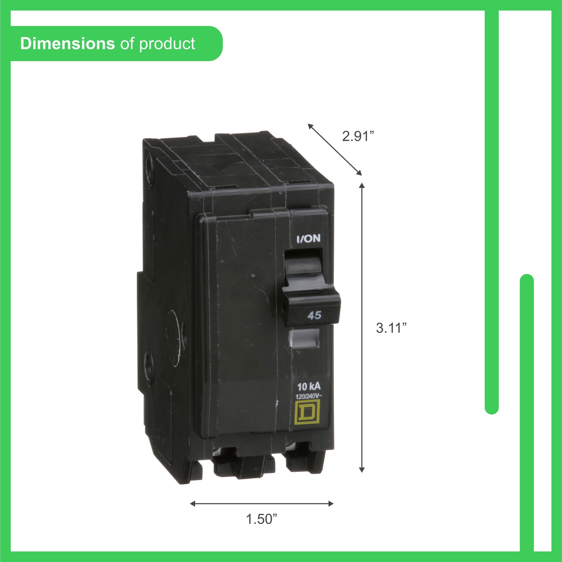 slide 3 of 4, Square D QO 45-amp 2 -Pole Standard trip Circuit Breaker, 1 ct