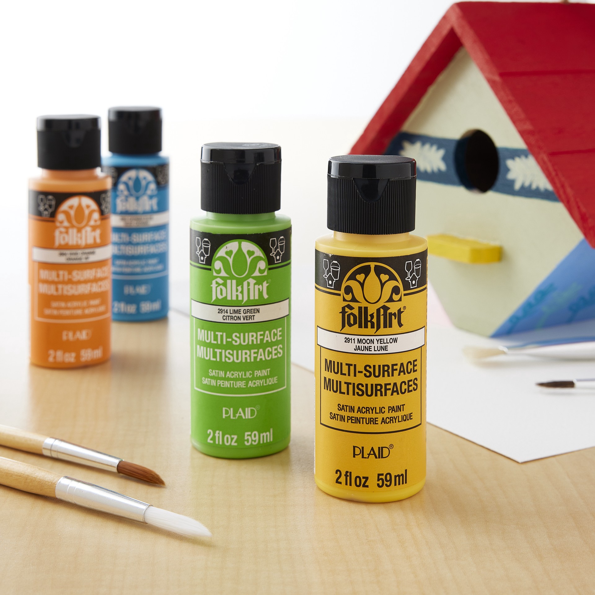 slide 2 of 5, Folkart Brights Multi-Surface Acrylic Paint, 2 fl oz