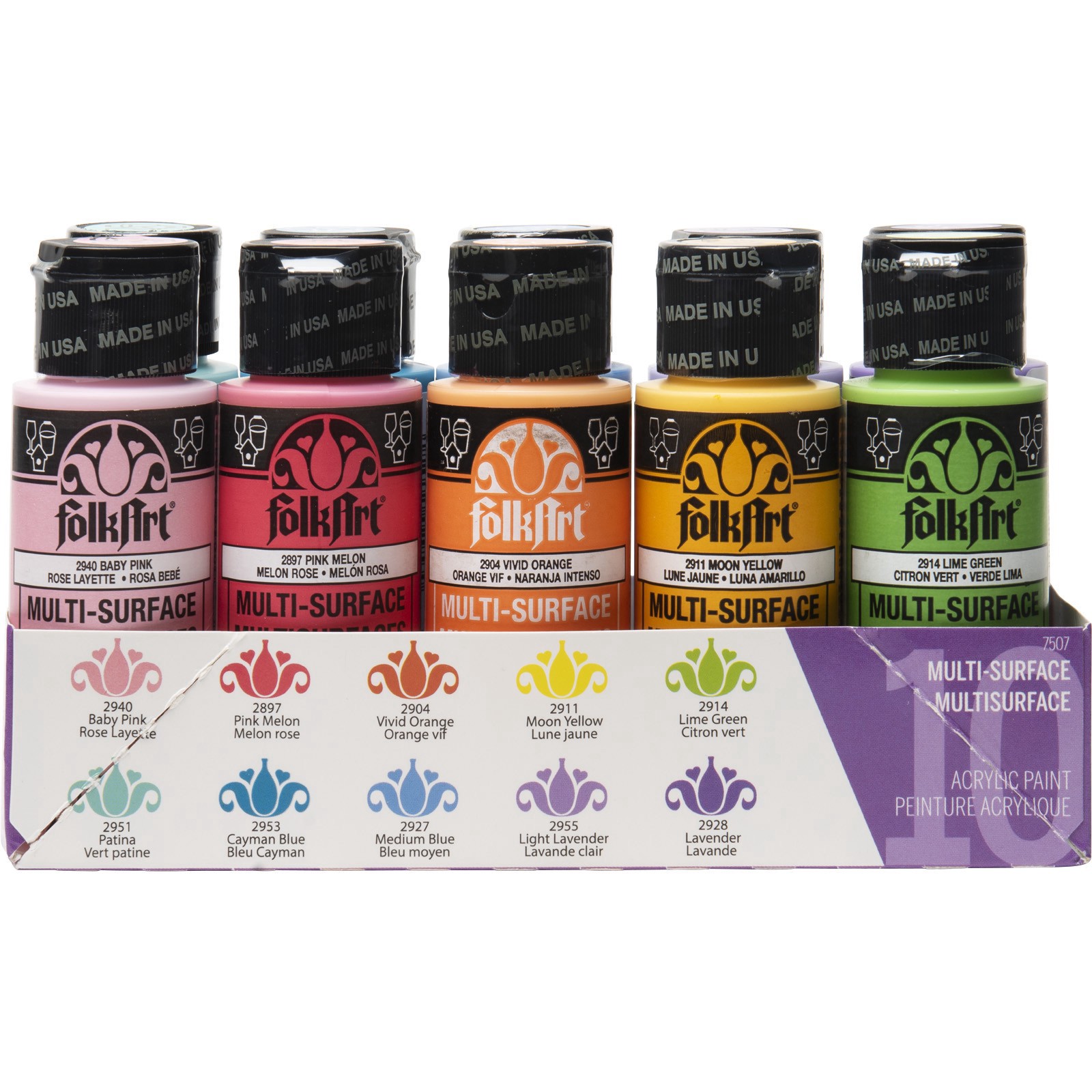 slide 5 of 5, Folkart Brights Multi-Surface Acrylic Paint, 2 fl oz