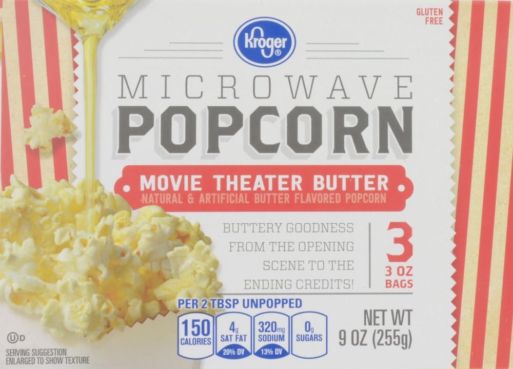slide 1 of 1, Kroger Microwave Popcorn - Movie Theater Butter, 3 ct/3 oz