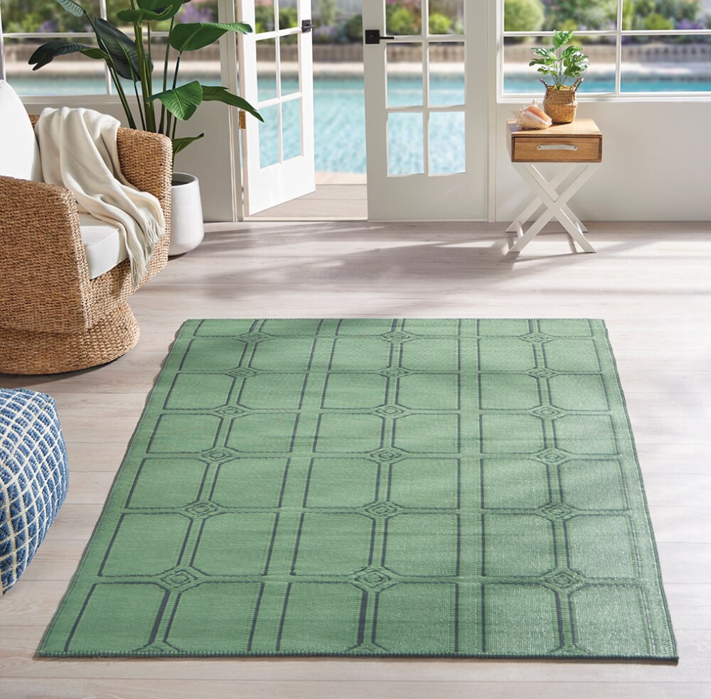 slide 2 of 2, SDS for HD Designs Poly Pro Rug - Green Geo Design, 5 x 7 ft