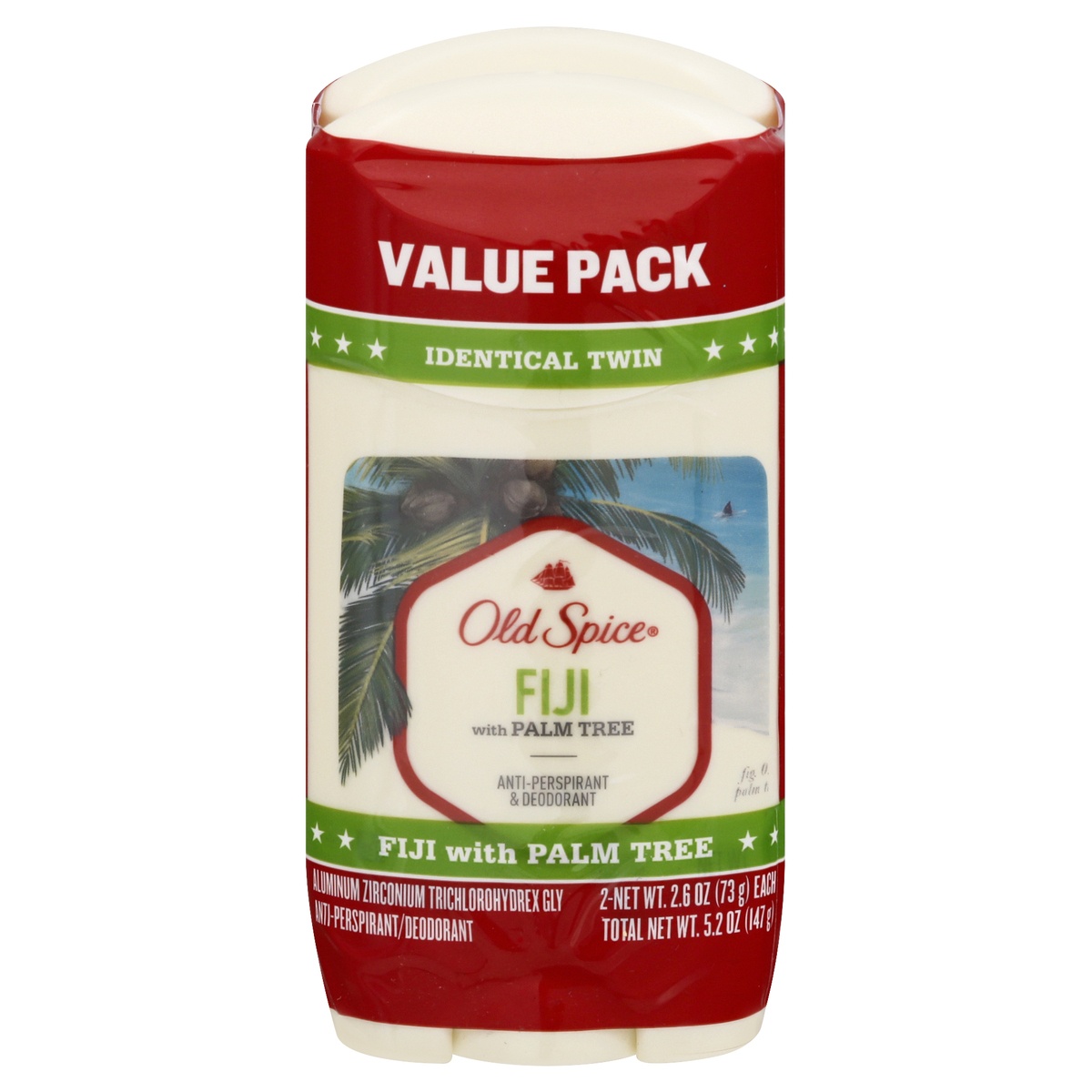 slide 1 of 5, Old Spice Identical Twin Value Pack Fiji with Palm Tree Anti-Perspirant & Deodorant 2 ea, 2 ct; 2.6 oz