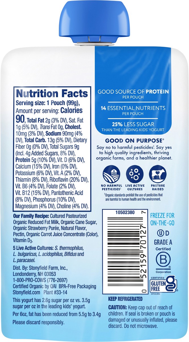 slide 4 of 11, Stonyfield Organic Reduced Fat Strawberry Yogurt with Real Fruit 3.5 oz, 3.5 oz