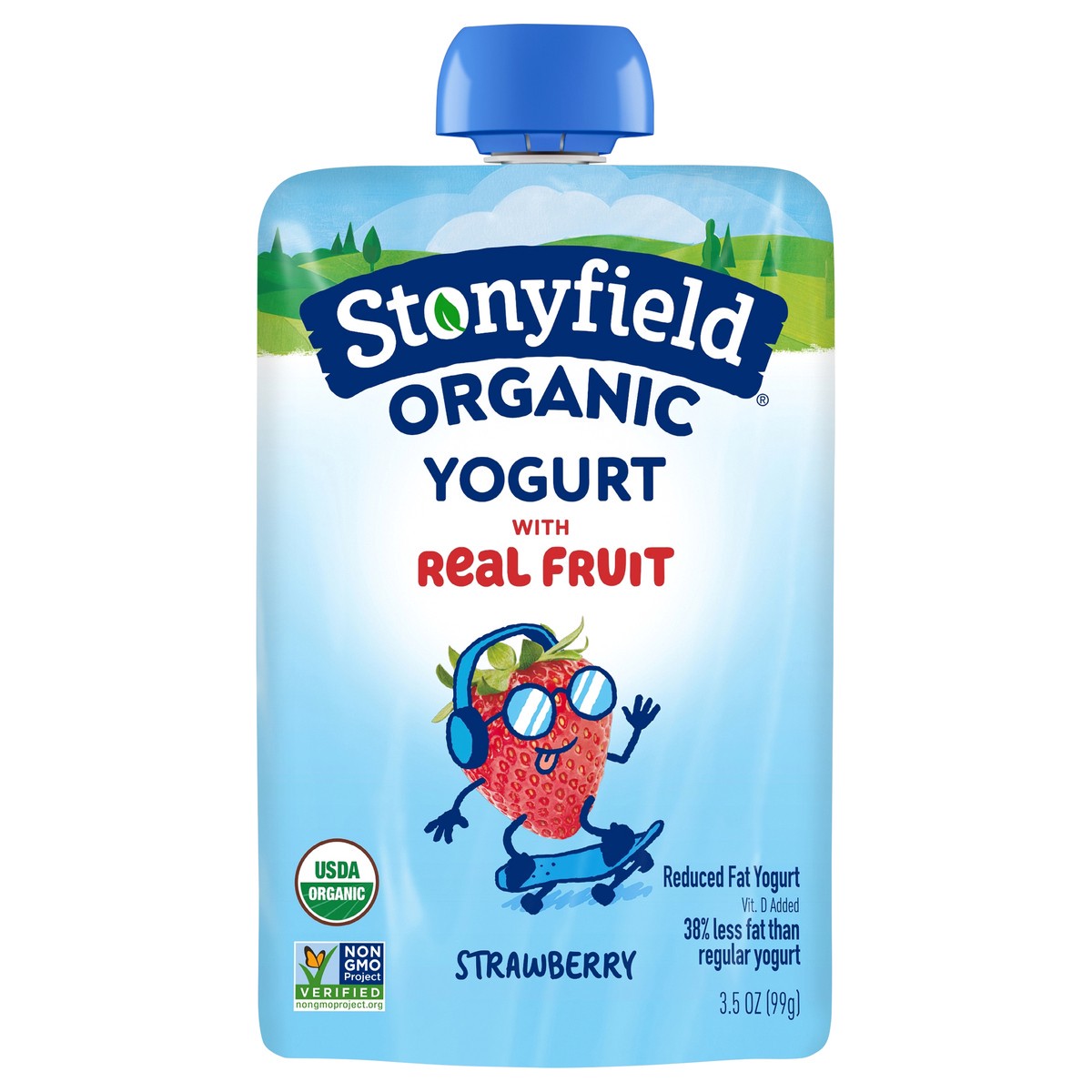 slide 1 of 11, Stonyfield Organic Reduced Fat Strawberry Yogurt with Real Fruit 3.5 oz, 3.5 oz