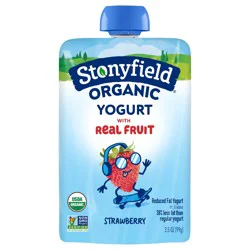 Stonyfield Organic Reduced Fat Strawberry Yogurt with Real Fruit 3.5 oz