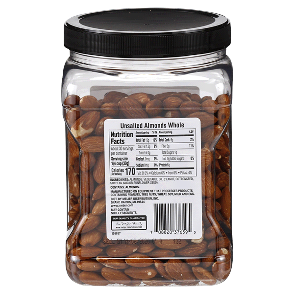 slide 4 of 5, Meijer Whole Unsalted Roasted Almonds, 32 oz