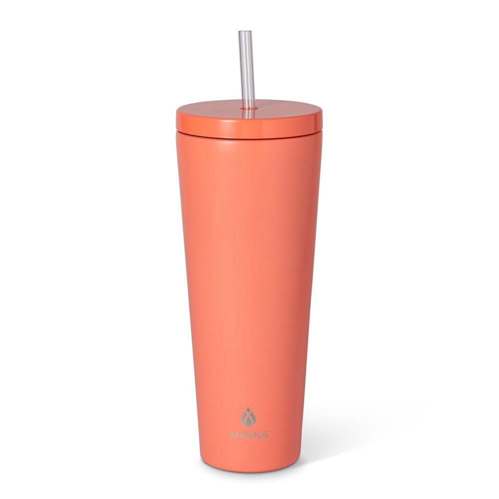slide 3 of 3, Manna™ Axel™ Stainless Steel Tumbler With Straw - Coral, 26 oz