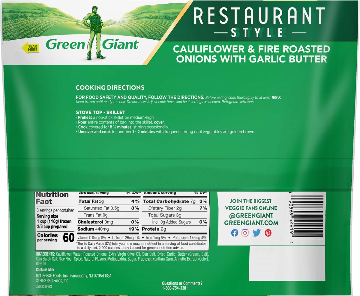 slide 6 of 9, Green Giant Cauliflower & Fire Roasted Onions, 12 oz