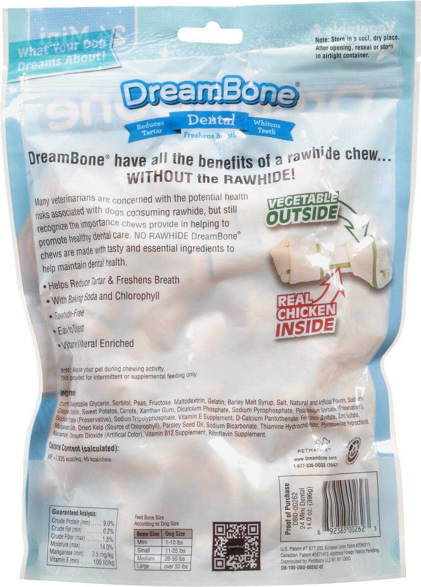 slide 12 of 13, DreamBone Mini Freshens Breath Dental Vegetable & Chicken Dog Chews 24 ea, 24 ct