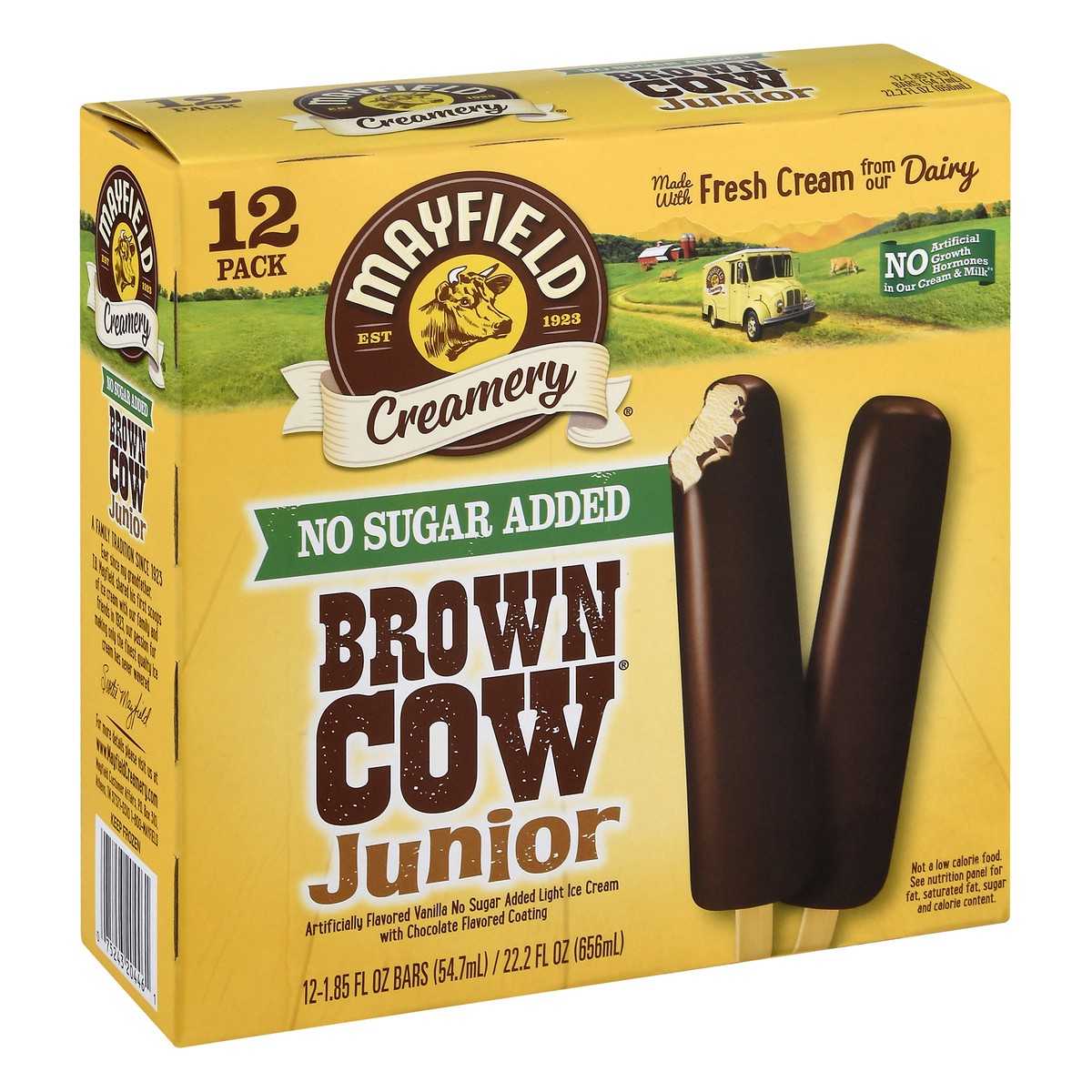 slide 6 of 9, Mayfield Creamery Junior No Sugar Added Brown Cow Ice Cream Bars 12-1.85 fl oz, 12 ct