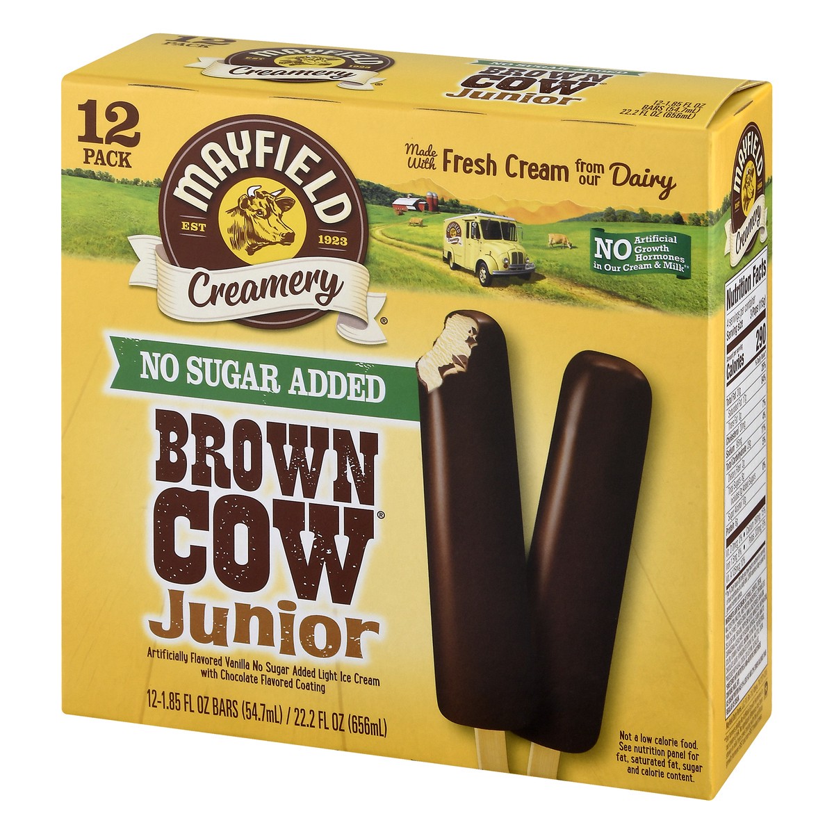 slide 3 of 9, Mayfield Creamery Junior No Sugar Added Brown Cow Ice Cream Bars 12-1.85 fl oz, 12 ct