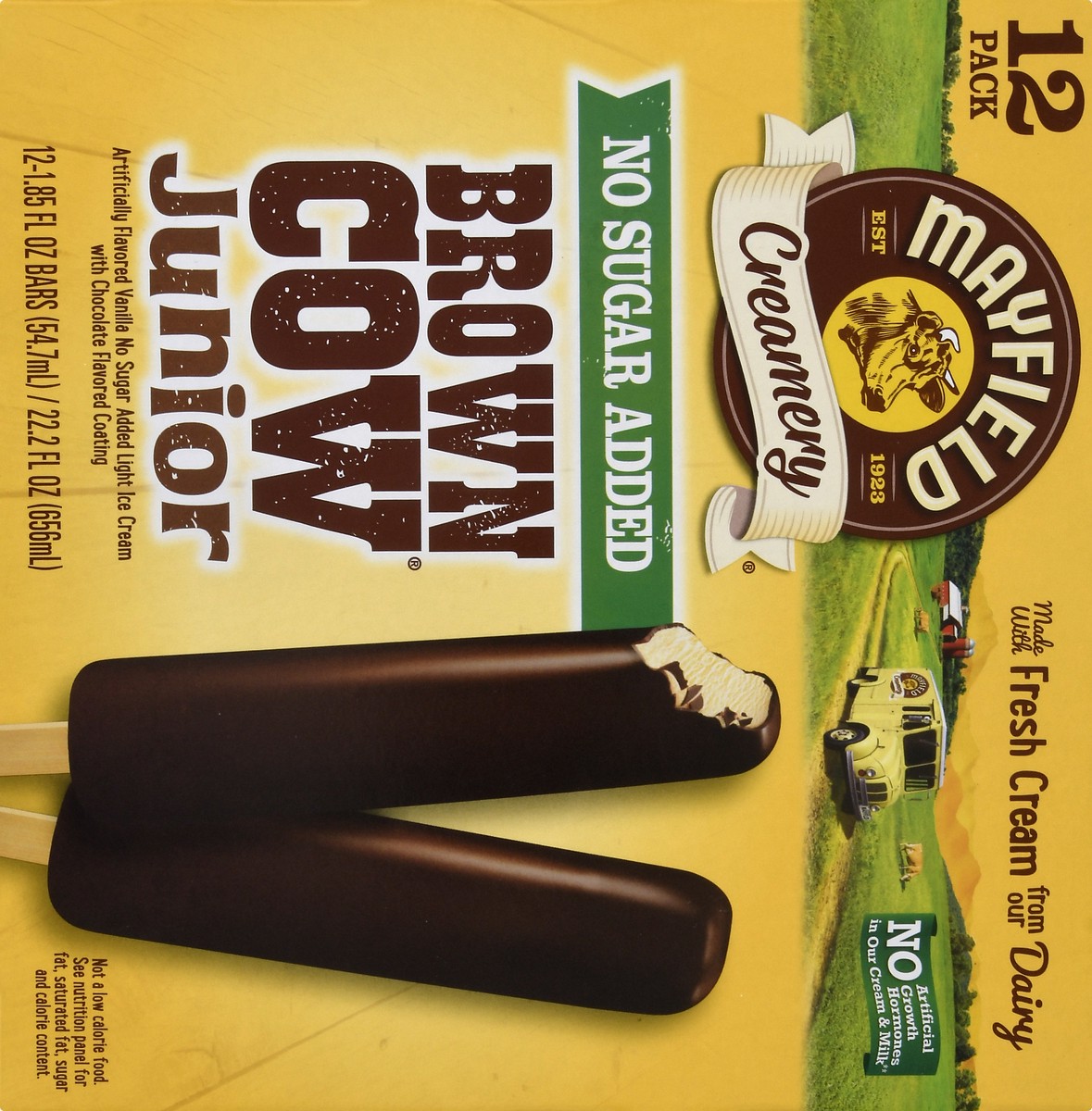 slide 7 of 9, Mayfield Creamery Junior No Sugar Added Brown Cow Ice Cream Bars 12-1.85 fl oz, 12 ct