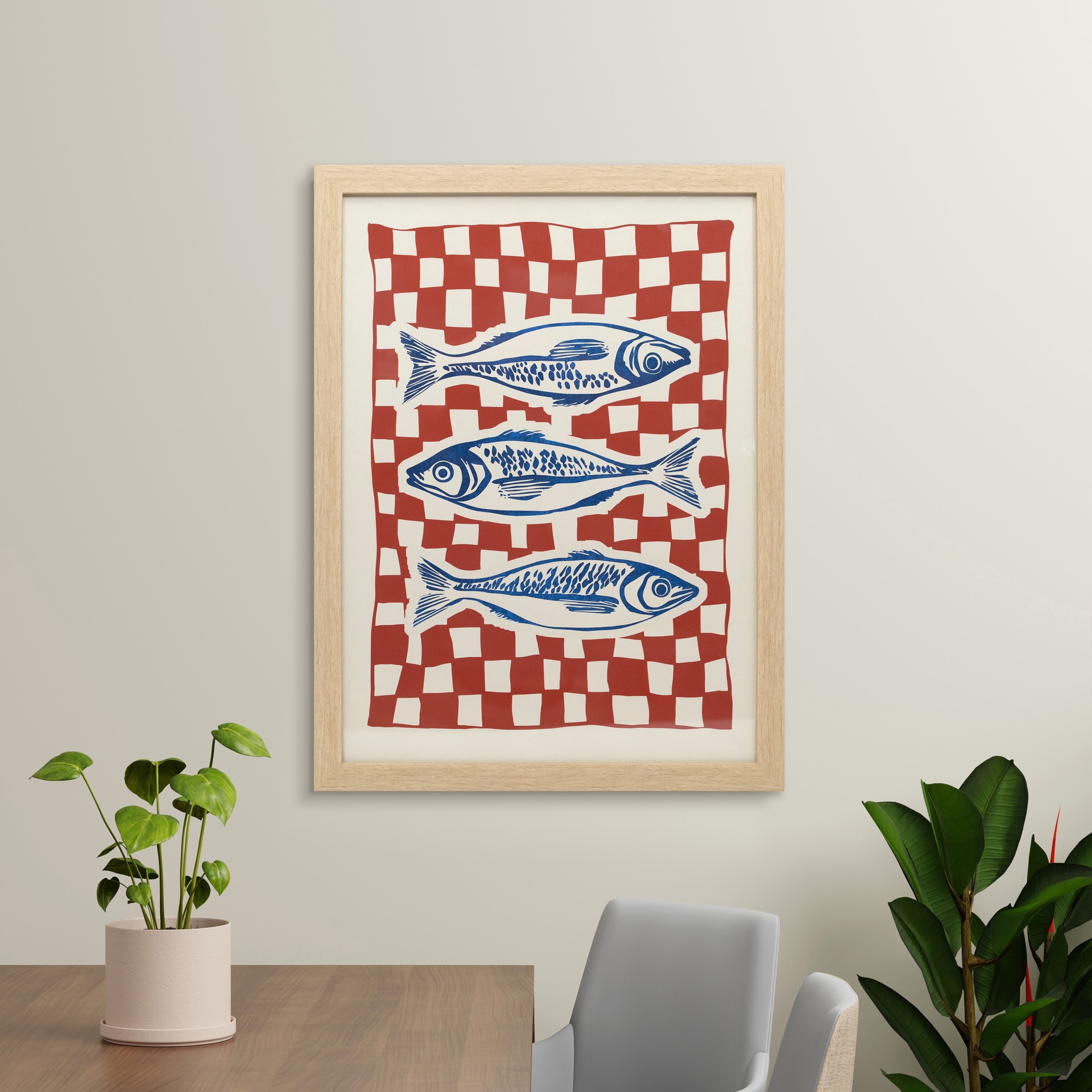 slide 5 of 5, 12" X 16" Blue Fish Framed Wall Decor By Ashland, 12 in x 16 in